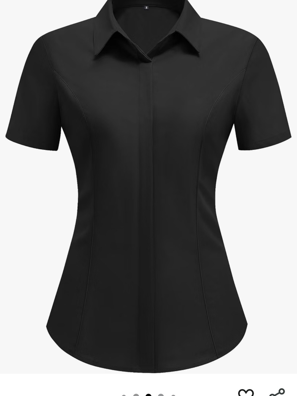 Black Short-Sleeve Collared Shirt HOTOUCH Women Short Sleeve Button Down